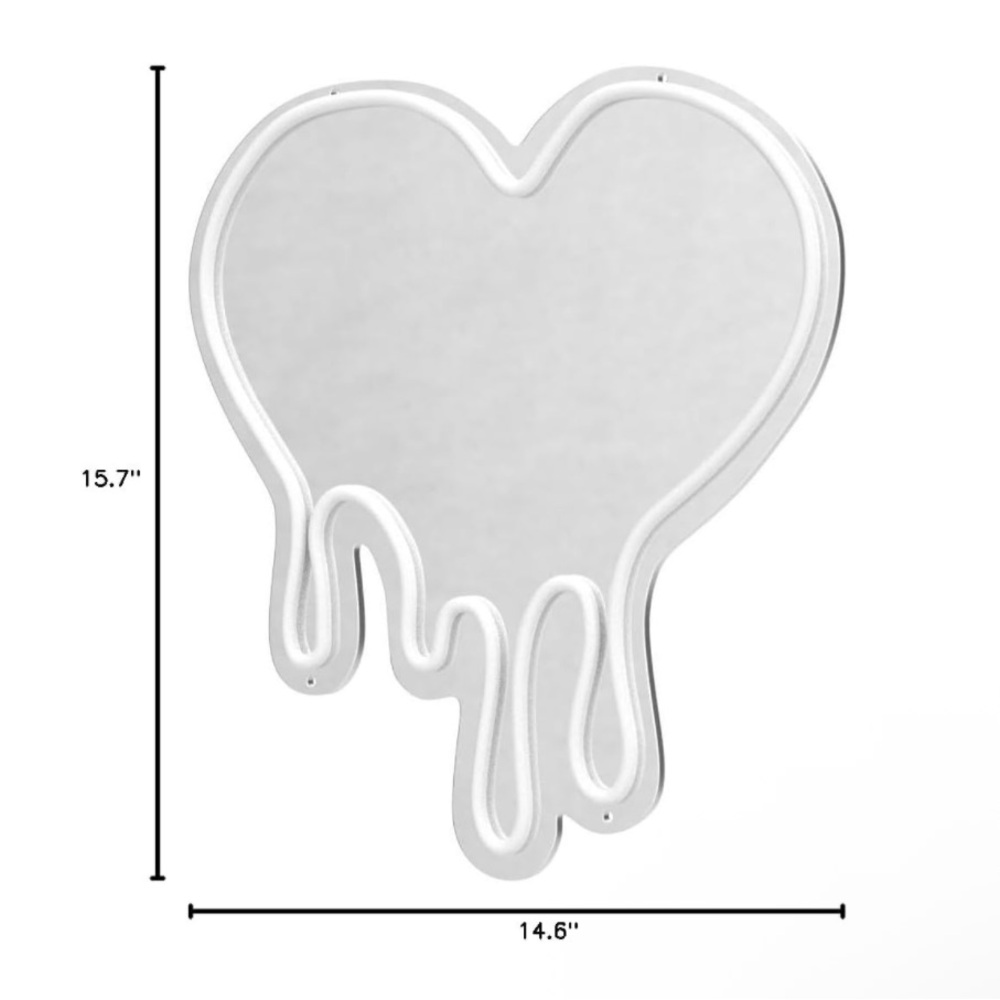 Pink Mirror Neon Light melting heart adjustable brightness dripping heart - Picture 2 of 9